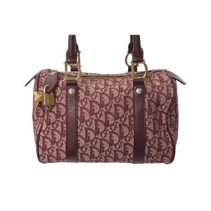 Dior Speedy Christian Boston Handbag Red Trotter Jacquard
